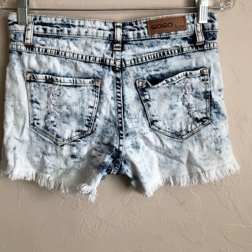 Gogo‎ Acid Washed Distressed Denim Shorts